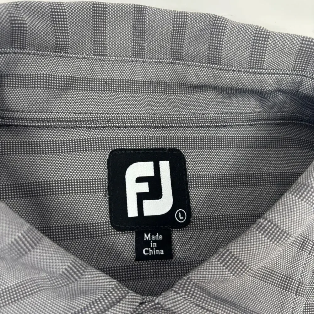 Footjoy Mens Large Gray Striped Short Sleeve‎ Golf Polo Shirt